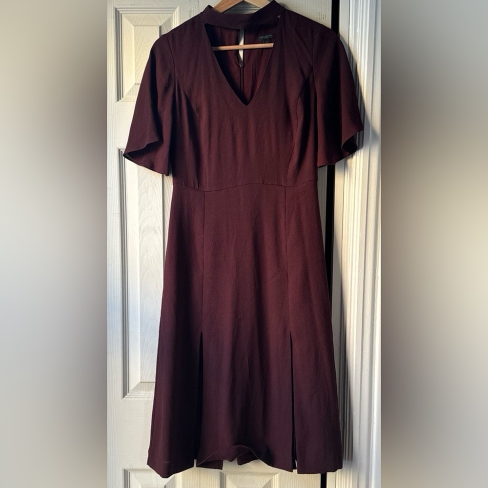 V-neck midi dress with choker detail